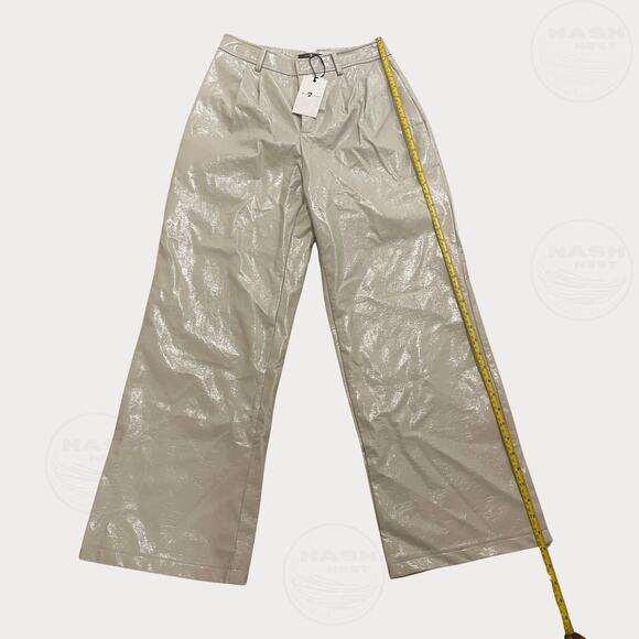 7 For All Mankind Faux Patent Leather Pants | S, Ivory, Wide Leg, NWT, MSRP $258 - Picture 5 of 7
